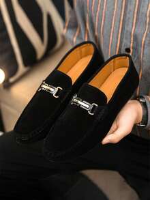 1 双男士乐福鞋，2025 新款套脚休闲驾车鞋，透气软底，纯色布面鞋，平底防滑，正式商务轻便莫卡辛鞋（尺码偏小，建议选大一码） - 黑色 - 查看 8