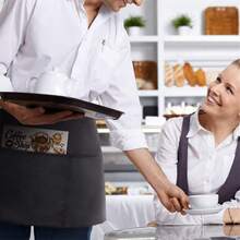 2 Pack Waitress Half Aprons With 3 Pockets, 12 Inch Black Waist Aprons For Servers, Water & Oil Resistant Aprons For Women Food Service Aprons - 6 Pack - 查看 7