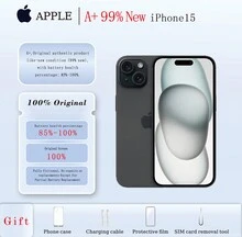 A+، هاتف Apple iPhone 15 مستعمل بسعة 128 جيجابايت، منتج أصلي أصلي بحالة جديدة (99% جديد)؛ هاتف محمول، هاتف، جوالات، ايفون، ايفون، هاتف، هدية غطاء غشاء - الأسود - مشاهدة 1