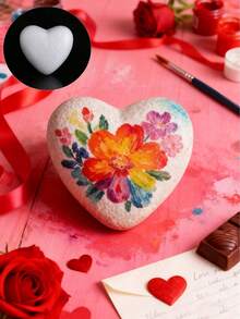 3pcs Solid Foam Heart Mold DIY Handmade Wedding Valentine's Day Heart Shaped Decoration Scene Layout Material Gift Giving Love White Embryo Foam Model