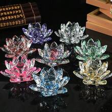 Crystal Lotus Round Ornament, Decor For Living Room, Office Desk, Jewelry Cabinet, Fish Tank, Creative Home Decor, Small Craft Ornament - Multicolor - View 1