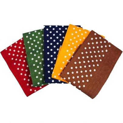 Pack Of 5 Polka Cotton Handkerchiefs MultiColouredSize: 40cmsx 40cms