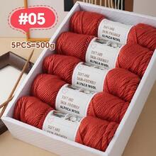 5pcs/Pack Chunky Knitting Yarn, Alpaca Knitted Blend, Handmade Sweater, Scarf, Jacket Knitting Supplies - 5-pack - View 13