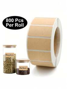 Roll Of 800 Kraft Paper Seal Label Stickers - Self-Adhesive, Handwritten, Durable, And Waterproof For Packaging, Labeling, And Organization, Package Labels | Natural Look | Waterproof Stickers, Can Labels, Food Labels - Multicolor - View 9