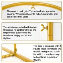TAIMASI 1/3pcs Metal Arch Frame Backdrop Stands, Party Arch Kit Suitable For Wedding/Birthday Party/Baby Shower/Graduation Ceremony Decoration - 金色 - 查看 4