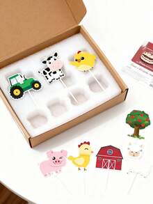 36 piezas - Decoración de cupcakes con animales de granja, decoración temática de fiesta de zoológico, adecuado para decoración de pasteles de granja, decoración de fiesta, regalo, decoración de pasteles, suministros seleccionados para fiesta de granja