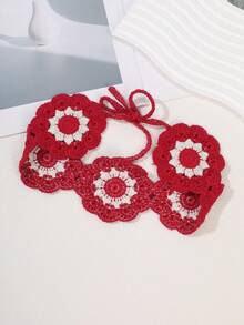 1条波西米亚风镂空针织向日葵发带，适合旅行、日常佩戴和拍照，可作发带、头巾、吸汗带、发箍，秋冬季女士度假装扮必备发饰，优雅围巾，柔软头巾。 - 彩色 - 查看 8