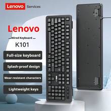 Bàn phím có dây USB Lenovo K101 104 phím cho máy tính xách tay để bàn, máy tính để bàn tất cả trong một, máy tính USB, dùng ngoài cho văn phòng, gia đình - màu đen - Xem 1