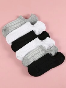 6 Pairs/Set Women's Invisible Socks With Leopard Pattern, Anti-Slip, Sweat-Absorbent And Non- Dropping Heel - Multicolor - View 10