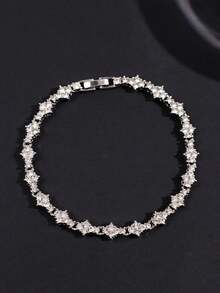 1pc Fashionable High-End Minimalist Unique Personalized Full Diamond Cross Flower Chain Men's Bracelet, Suitable For Daily Commute, Holidays, Parties, Men's Jewelry - Multicolor - View 3