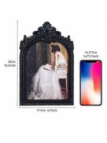 1个复古黑白拱形花卉装饰相框，复古欧式温馨家居桌面装饰照片展示框，适用于照片展示、家居装饰和摄影道具 - 彩色 - 查看 6