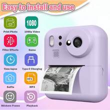 Máy ảnh in ảnh lấy liền cho trẻ em: Máy ảnh kỹ thuật số in ảnh lấy liền HD 1080P hoàn toàn mới, kèm giấy ảnh và thẻ nhớ 32GB. Camera kép HD hoàn hảo cho nhu cầu quay video và chụp ảnh. Lý tưởng cho thanh thiếu niên và người mới bắt đầu. Món quà Giáng sinh và Năm mới hoàn hảo cho cả bé trai và bé gái. - Nhiều màu - Xem 3