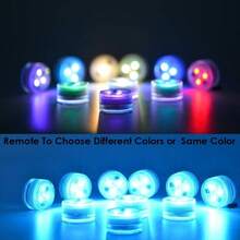 10pack 30H+  Submersible LED Light With Remote Control,  LED Light, Waterproof Tea Light, Underwater Light, Battery Powered RGB Flameless Candle, Suitable For Vase, Fish Tank, Swimming Pool, Bathtub, Party, Wedding, Halloween Decoration, Party Decorations, Event Lighting, Mood Lighting, Festive Illumination, Batteryoperated Light, Remotecontrolled Light, Submersible Lamp, Bathtub Lighting, Holiday Shoppers, Aquarium Enthusiasts - 10個配件+2個遙控器 - 查看 3