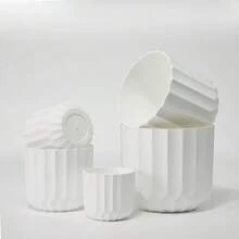 多尺寸北欧风简约竖条纹花盆，户外花园植物盆，水培和土培花卉绿植盆，多肉植物花瓶容器，时尚桌面装饰花盆，塑料花盆