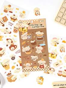 4pcs Pet Planner Stickers, Cute Pet Tea Party Series, Adorable Pet Theme Planner Stickers - Multicolor - View 7