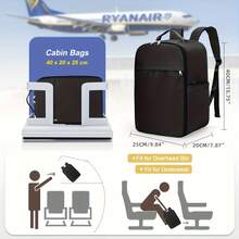 Ba lô du lịch Ryanair, kích thước hành lý xách tay 40x20x25 cm, thiết kế tách biệt đồ ướt và khô, có thể để dưới ghế, ba lô hàng không, ba lô du lịch nữ, ba lô thường ngày đạt tiêu chuẩn hàng không, ba lô để dưới ghế chuyên dụng của hãng hàng không - Xám - Xem 3