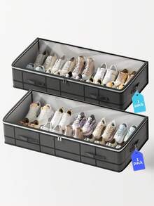 1 كيس تخزين أحذية كبير رمادي اللون، كيس تخزين أحذية كبير قابل للطي، بطانية، وسادة، بطانية، كيس تخزين لأسفل السرير، صندوق تخزين به نافذة شفافة، كيس تخزين سعة كبيرة، كيس تخزين أحذية، كيس تخزين بسحاب، ديكور الغرفة، ديكور المنزل، ديكور غرفة النوم