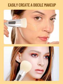 SEPROFE 1支闪亮钻石化妆刷，优质水钻手柄粉底刷，大号蓬松散粉腮红刷，超柔软纤维面部化妆工具，粉底刷，遮瑕刷，腮红刷，修容刷，腮红刷，古铜粉刷，散粉刷，粉底刷，腮红刷 - 白色 - 查看 4