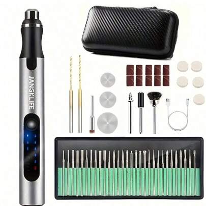 JANGKLIFE JANGKLIFE Cordless Rotary Tool Set - Rechargeable Engraving Pen With Adjustable Speeds, Portable Woodworking Kit For Sanding, Polishing, Drilling & Etching, 280mAh Battery, Carving Pen Tools