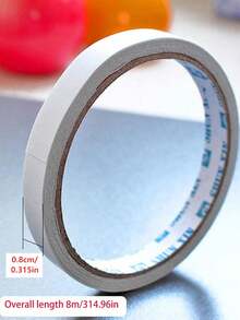 12卷双面胶带家用强力自粘贴纸适用于DIY气球装饰配件白色强力纸白色透明双面胶带适用于办公室学习礼物返校 - 彩色 - 查看 3