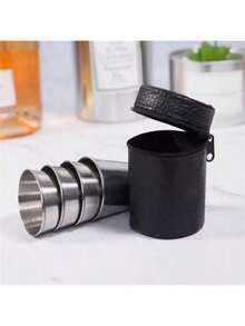 30ml Portable & Durable Stainless Steel Camping Cups - 4pcs, 30ml With Sleek Carrying Case,Portable Water Bottle, Camping Cup - Bạc - Xem 5