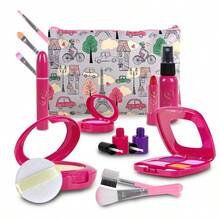 3岁以上女孩过家家化妆套装，带收纳袋 - 儿童化妆包套装及手提包，内含过家家化妆工具 - 玩具化妆套装，完美的圣诞节/生日/新年/节日礼物 - 彩色 - 查看 9