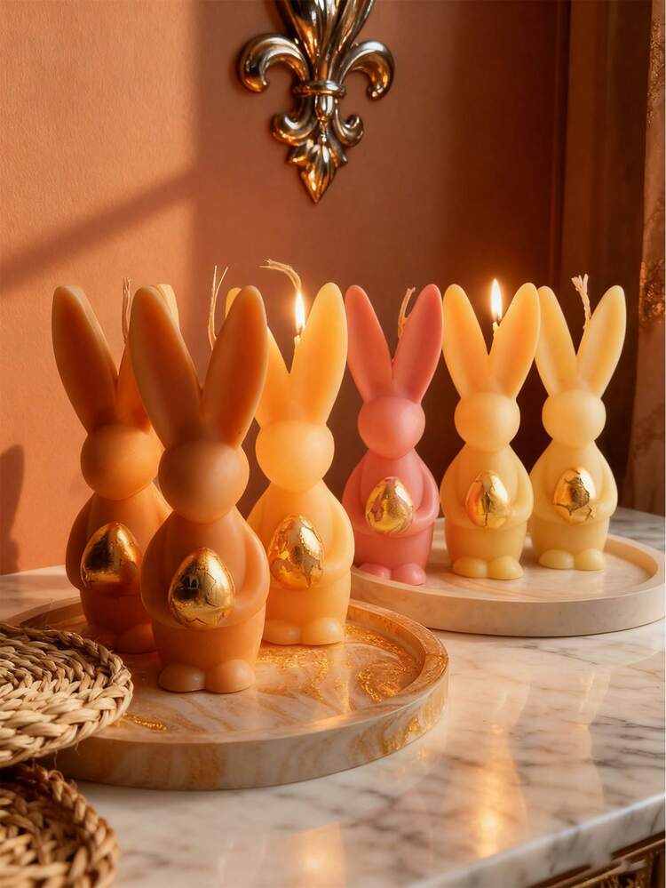 Rabbit Ear & Heart Shaped & Egg Shaped Candle Mold, Easter Decoration 3D Rabbit Egg Candle Silicone Mold, Reusable High Temperature Resistant Silicone Mold For DIY Scented Candle Decoration, Plaster Diffuser, Resin Casting And More, Suitable For Holiday Celebration, Meditation And Home Decor - White - View 6