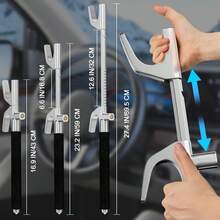 3件装可调节防盗汽车方向盘锁，带逃生锤和破窗器，通用型