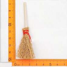 3/6/12件迷你女巫扫帚，扫帚柄，万圣节稻草工艺刷装饰巫师配件，万圣节服装角色扮演派对，迷你姜木扫帚，适合娃娃屋装饰，逼真扫帚，娃娃屋装饰，生日礼物，圣诞礼物，万圣节礼物，圣诞袜填充物，圣诞微缩场景装饰 - 彩色 - 查看 6