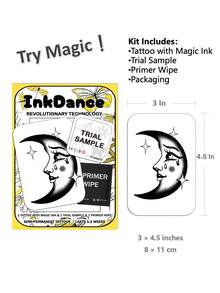 1 Set "Moon" Revolutionary Technology Tattoo Stickers, Semi-Permanent Tattoos, Temporary Tattoos, Long-Lasting, Simple & Cute Women's Tattoo Stickers, Realistic Tattoo Effect, Waterproof, Plant-Based X028 - Black - View 3