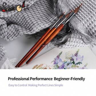  SeamiArt 1pc/3pcs Inlaid Long Liner Brush Classic Nylon Watercolor Outlining Brush Landscape Painting