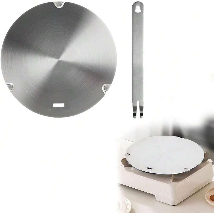 Difusor De Calor Placa Difusora De InduccióN Acero Inoxidable, Adaptador De Placa De InduccióN ConíBle Convertidor ConduccióN De Calor Para Cocina De Gas EléCtrica InduccióN, 8.Pulgadas - 1 - Ver 1