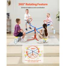 Kids Seesaw, 110 Lbs Load Capacity Per Seat, Sit And Spin Teeter Totter With 4-Prong Support Legs, Kids Outdoor Playground Equipment, Swiveling 360 Degrees Rotating For Children Aged 3+, 4 Seats - 110 lbs - 查看 3
