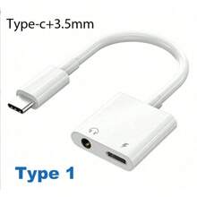 二合一 Type-C 转 3.5mm/Type-C 音频辅助线，兼容 17 Pro Max/17 Pro/17/16 Pro Max/16 Pro/16 Plus/16/15 Pro Max/15 Pro/15 Plus/15，耳机适配器 - 白色 - 查看 14