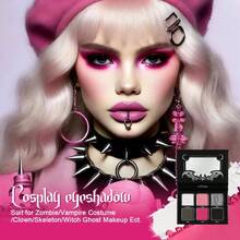 Black Pink Eyeshadow Palette Matte Glitter White Grey Silver Goth Makeup Palette Pigmented Long Wear Radiant Hot Pink Gothic Smoky Eye Shadow Pallet For Halloween Vampire Witch Lolita Y2K Cosplay - #01 Rose Curse - View 8