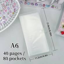 1 cuốn album lưu trữ bán trong suốt khổ A6, album đựng sticker, album đựng thẻ khổ A6 có khe cắm bên hông, album đựng tài liệu lập kế hoạch, chất liệu PP, album đựng thẻ dung lượng lớn, thích hợp để lưu trữ bưu thiếp, thẻ ảnh, hóa đơn, ghi chú, đồ dùng học tập, tài liệu văn phòng và biên lai. - Trong sáng - Xem 7