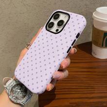 Minimalist Fashion Purple Polka Dot Phone Case For IPhone 17, 17 Pro, 16 Pro Max, 15P, 13, 11, 12, XS, 8 PLUS, 7 - Glossy 2-In-1 Design - Style 1 (1pc) - View 4