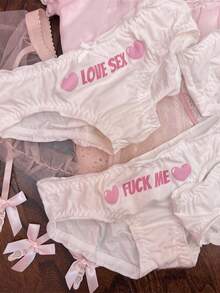 Summer Women's Printed Low Waist Lift Hip Sexy Triangle Panties Sexy Panties Bikini Panties Black Sexy Lingerie,Sexy Lingerie Perspective Sexy Underwear Shorts, Internet Celebrity,Letter Print Thongs, Soft & Comfy Stretchy Intimates Panties, Women's Sexy Lingerie & Underwea - 白色LOVE SE* - 查看 2