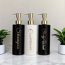 3pcs/Set 500ml Bathroom Dispenser, Empty Bottle For Shampoo, Shower Gel, Conditioner, Refillable Bathroom Dispenser