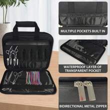 Hairdressing Bag, For Hairdressing Tools, Stylist Travel Bag, Hair Styling Tool Storage Bag, Cosmetic Bag, Large Organizer With Multiple Compartments For Stylists And Barbers, For Scissors, Combs, Brushes And Clips, Lightweight Yet Durable, Functiona - Black - View 1