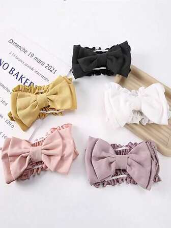 1条简约优雅蝴蝶结发带，可爱时尚，透气轻盈，适合日常、办公、户外、节日、派对装饰，是女士必备的发饰，柔软舒适，冬季发带。