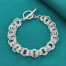 High Quality 925 Silver Plated Jewelry Pretty Nice Fashion Popular Bracelets Wedding Party Circle Factory Price - Silver - View 3