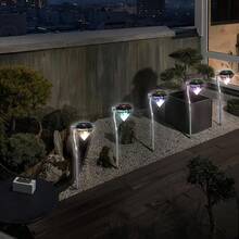 4-Pack Solar Diamond Path Light Strips With Flexible Pole - 8 Hours Of Lighting, Weather-Resistant Plastic With Nickel Batteries, IP44. Easy Semi-Recessed Installation For Gardens, Walkways, Patio Decoration, Outdoor Solar Lights, Garden Decor, Flashing Effect. - 亮光 - 查看 7