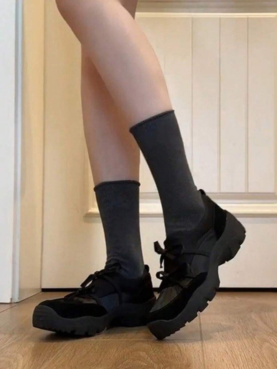 Giày thể thao ballet thiết kế mới 2025 dành cho nữ, giày Mary Jane đế dày, giày lười - màu đen - Xem 1