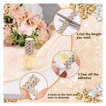4 yardas de cinta con tiras de cristal de imitación autoadhesivas con gemas cuadradas de 4 mm para manualidades de decoración con brillo, coche, boda y decoración del hogar - Multicolor 1027 - Ver 3