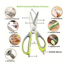 7-In-1 Multifunctional Heavy Duty Kitchen Scissors, Suitable For Food, Detachable Design, Stainless Steel Multifunctional Cooking Food Scissors With Magnetic Stand - Black-1 Pcs - View 10