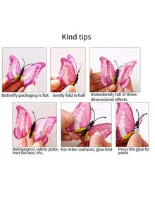 12pcs/Set PVC Butterfly Sticker, Modern 3D Room Decorating Creative Butterfly Sticker For Home, Stickers, Wall Decal, Vinyl Decal For Home Decorations, Spring Decoration Items Refresh Your Home, Rama Decoration Stickers School Decor School Surprise Dormitory Decor Back To School School Supplies - Nhiều màu - Xem 3