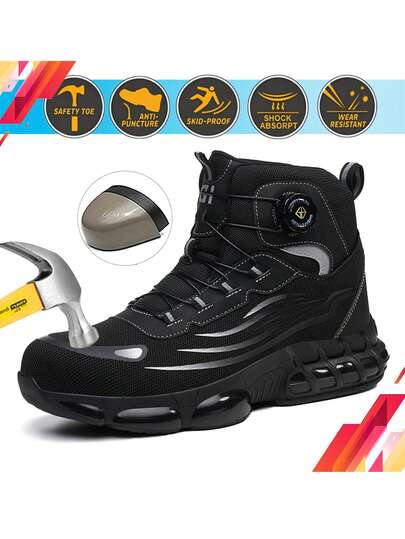 Dian Sen Weihnachtsgeschenke 1 Paar Herren Sicherheitsschuhe mit Stahlkappe Sportschuhe Sicherheitsschuhe Arbeitsschuhe Unzerstörbare Schuhe Damen Stahlkappe Arbeitsschuhe mit Anti-Durchstich, Anti-Schlag, Polsterung, Drehverschluss, atmungsaktiv, perfektes Geschenk, komfortables Design für Wandern, Outdoor, leichte EVA-Sohle