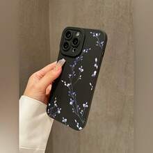 Cute Phone Case A Simple Black Phone Case With Purple Floral Branches, Compatible With Apple For Iphone Models 16, 15, 14, 13, 12, 11, XS, XR, X, 8, 7, Mini, Plus, Pro Max, And SE Series. Perfect For Halloween Gifts, Easter Gifts, Birthdays, For Your Girlfriend, Boyfriend, Friends, Or Even For Yourself. A Case As Unique As You Are. - 1pc - 查看 6