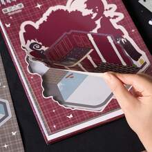 22张恐怖小镇微缩场景贴纸书，包含8个不同场景和14种贴纸材料，3D卡通房屋DIY景观装饰贴纸剪贴簿用品 - 彩色 - 查看 8